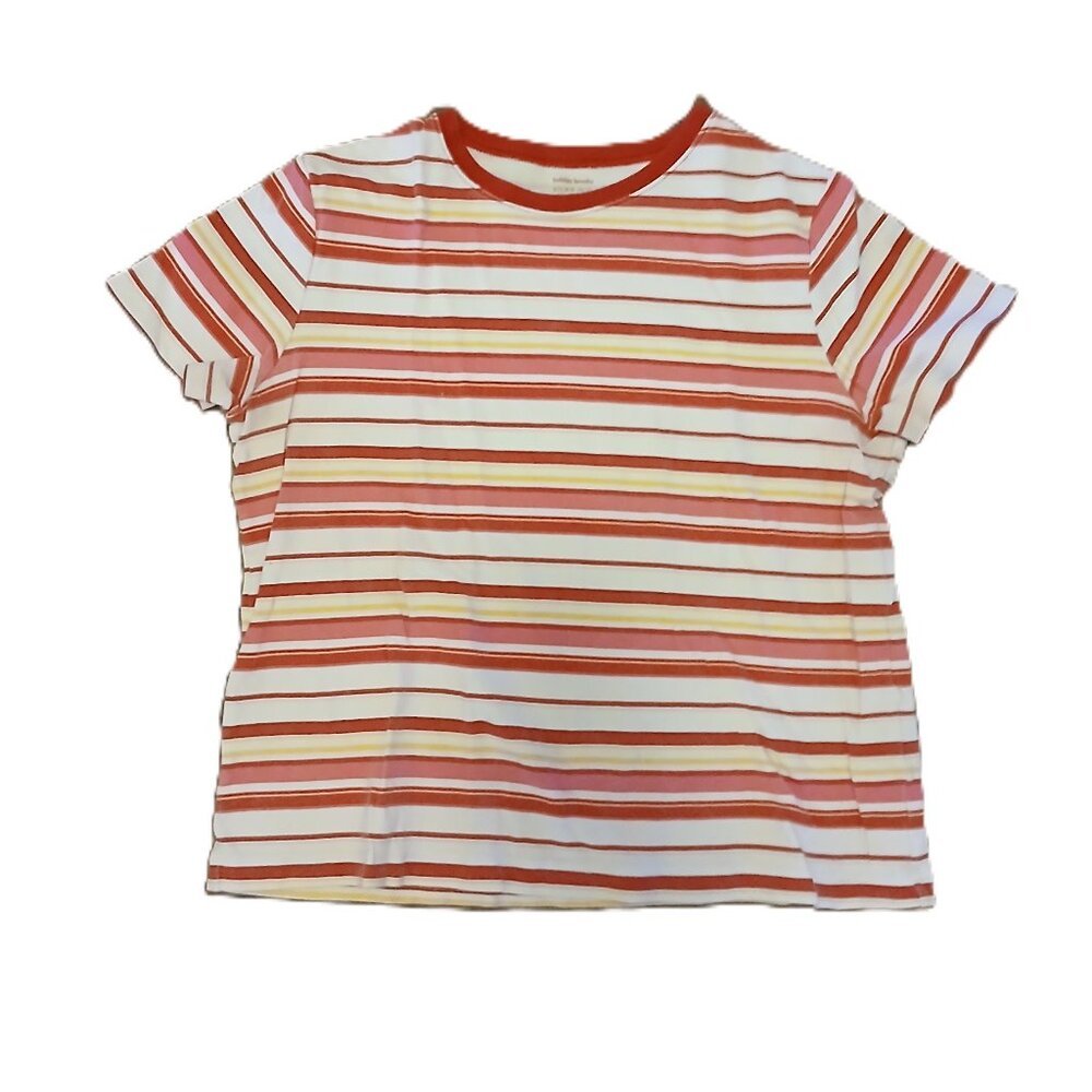 Bobbie Brooks Women’s Pink Striped T-Shirt Medium 100% Cotton